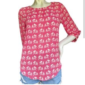 41 Hawthorn Pink Elephant Blouse Long Sleeve Top Size M